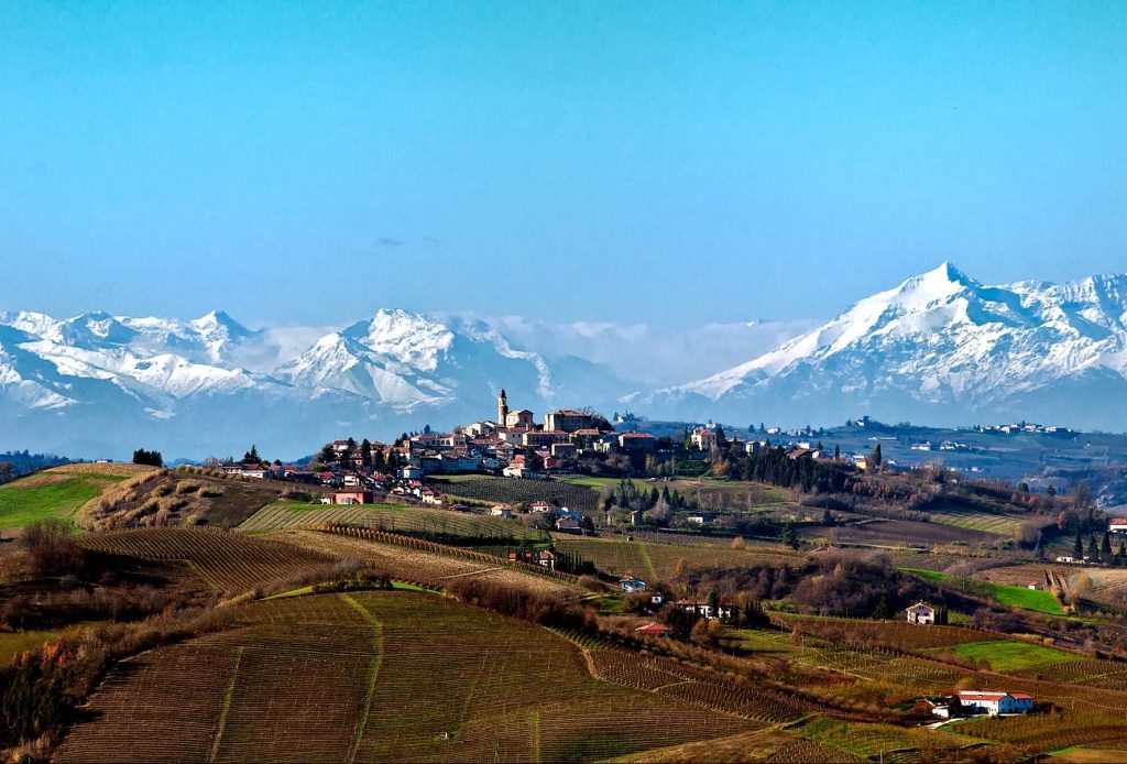 Barolo with Mountains in the background